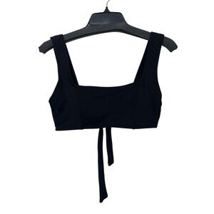 Sandflower Black Ribbed Square Neck Tie-Back Bikini Top